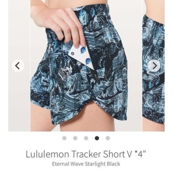 Lululemon Tracker Short V *4" Eternal Wave Starlight Black Size 2 - Picture 1 of 7